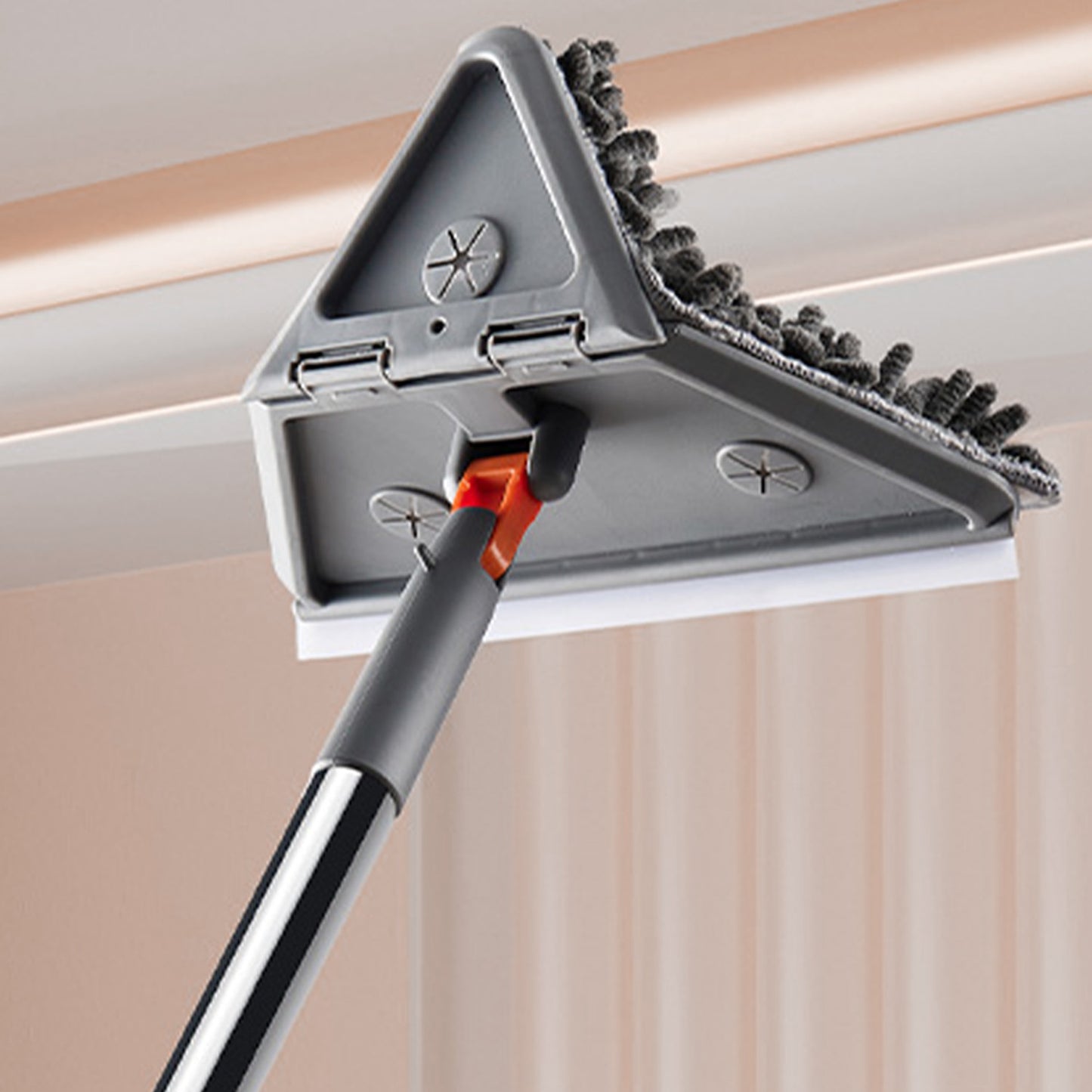 Rotating Triangle Household Mop| Suitable for Wet and Dry Use, Comes with 6 Mop Cloths| Easy to Clean Floors, Ceilings, Walls, and Glass, Cleaning Supplies and Tools Extendable to 5 Sections - No Bending, No Climbing Walls Needed