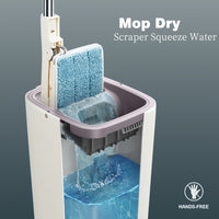 No-Bend Mop Bucket Set with 360° Rotating Spinning Drain System & Double-Sided Mop - Heavy-Duty Plastic / with 2 Washable Microfiber Cloths for Bathroom,, Floors - Hands-Free Mopping System for Use