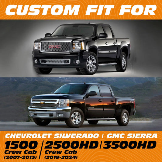 Juego completo de fundas para asientos de camioneta Yotruth - Compatible con Chevy Silverado GMC Sierra 1500 Crew Cab 2007-2013 y 2500HD/3500HD Crew Cab 2019-2024 