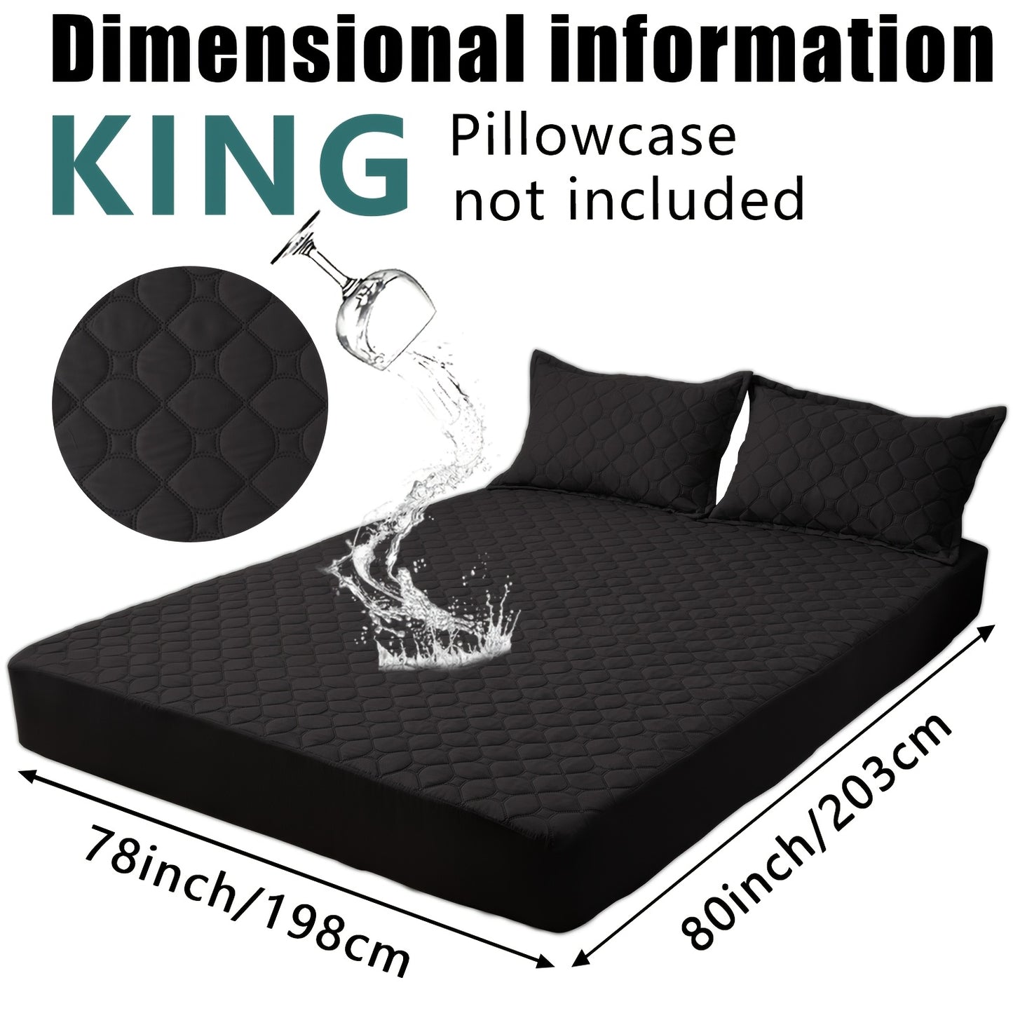 Waterproof Mattress Protector，Machine Washable Fitted Sheet，Anti-slip and Anti-stain Protection，More Sizes Optional，Christmas Home Decor