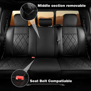 Yotruth Seat Covers for 2009-2025 Ford F150 SuperCrew & 2017-2024 F250/F350/F450 Super Duty Crew Cab with Waterproof Faux Leather Yotruth Seat Covers for 2009-2025 Ford F150 SuperCrew & 2017-2024 F250/F350/F450 Super Duty Crew Cab with Waterproof Faux Leather - Black - YOTRUTH