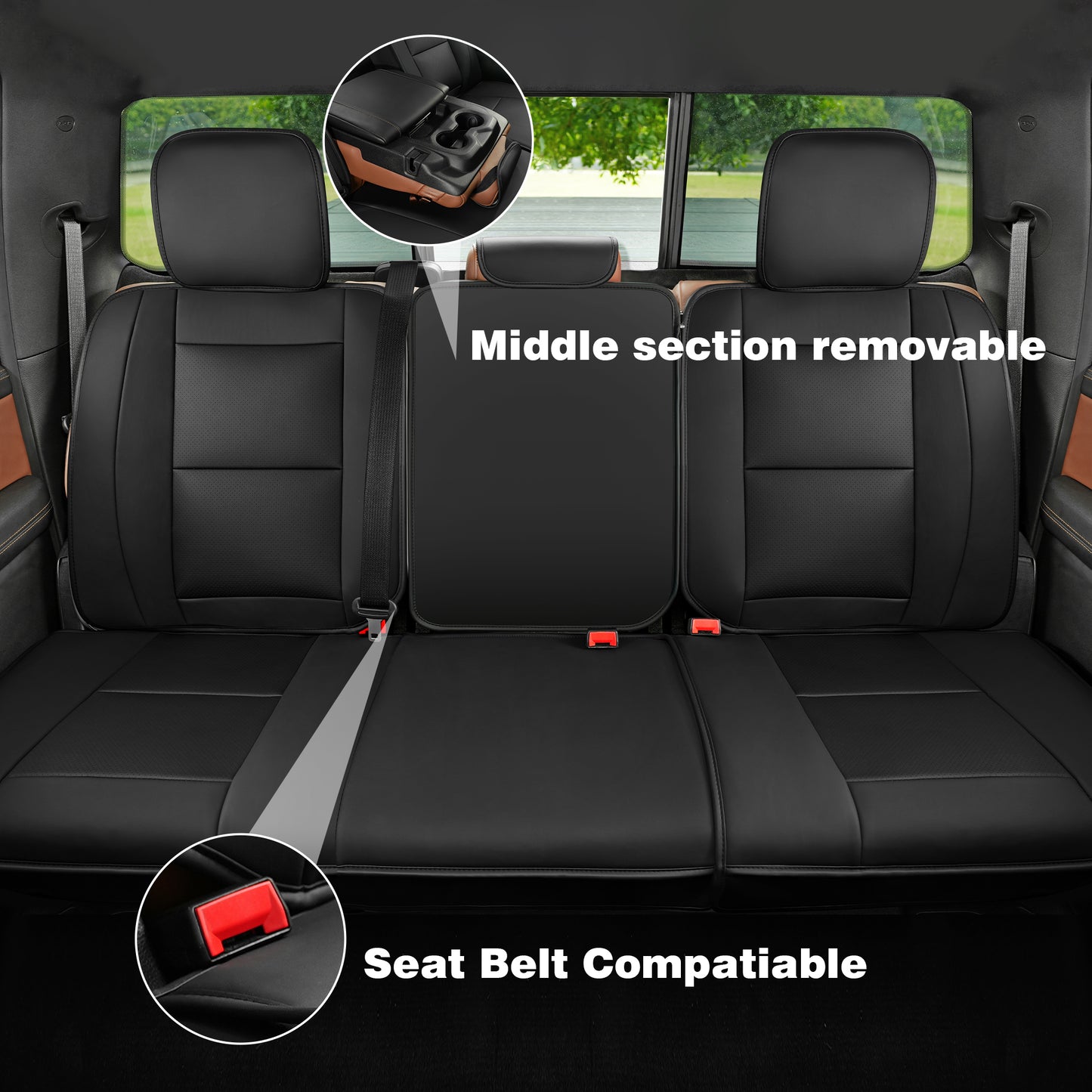 Seat Covers for 2009-2025 Dodge Ram 1500 | Full Set for Truck |Front & Rear, Black