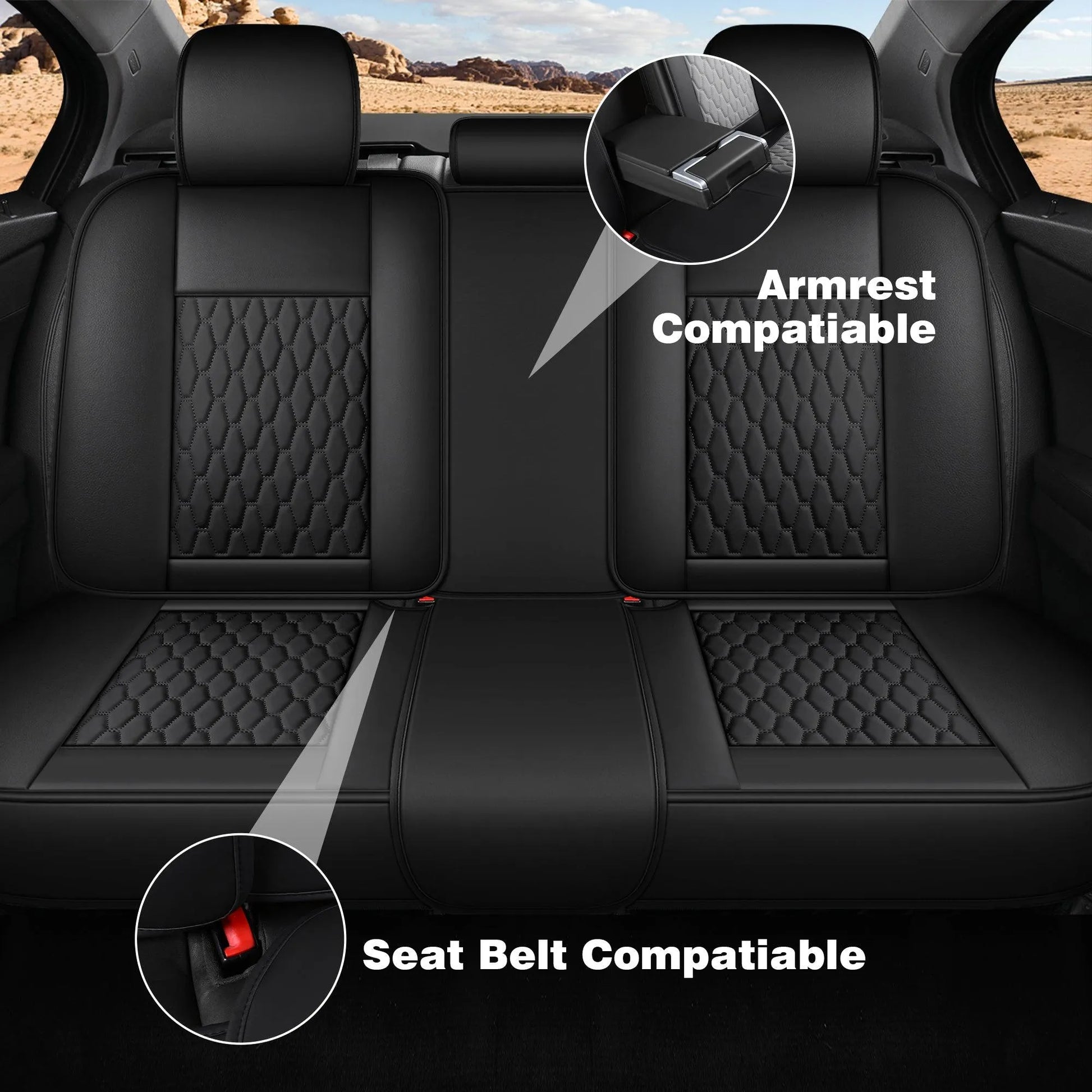 Yotruth Universal Car Seat Covers Full Set | Faux Leather Automotive Seat Covers | Fits Most Cars Yotruth Universal Car Seat Covers Full Set | Faux Leather Automotive Seat Covers | Fits Most Cars - Black / Front Seats - YOTRUTH