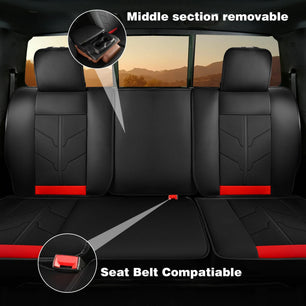 Yotruth Seat Covers for 2009-2025 Dodge Ram 1500 2500 3500 Crew & Quad Cab Yotruth Seat Covers for 2009-2025 Dodge Ram 1500 2500 3500 Crew & Quad Cab - Flat Back Seat / Black & Red - YOTRUTH