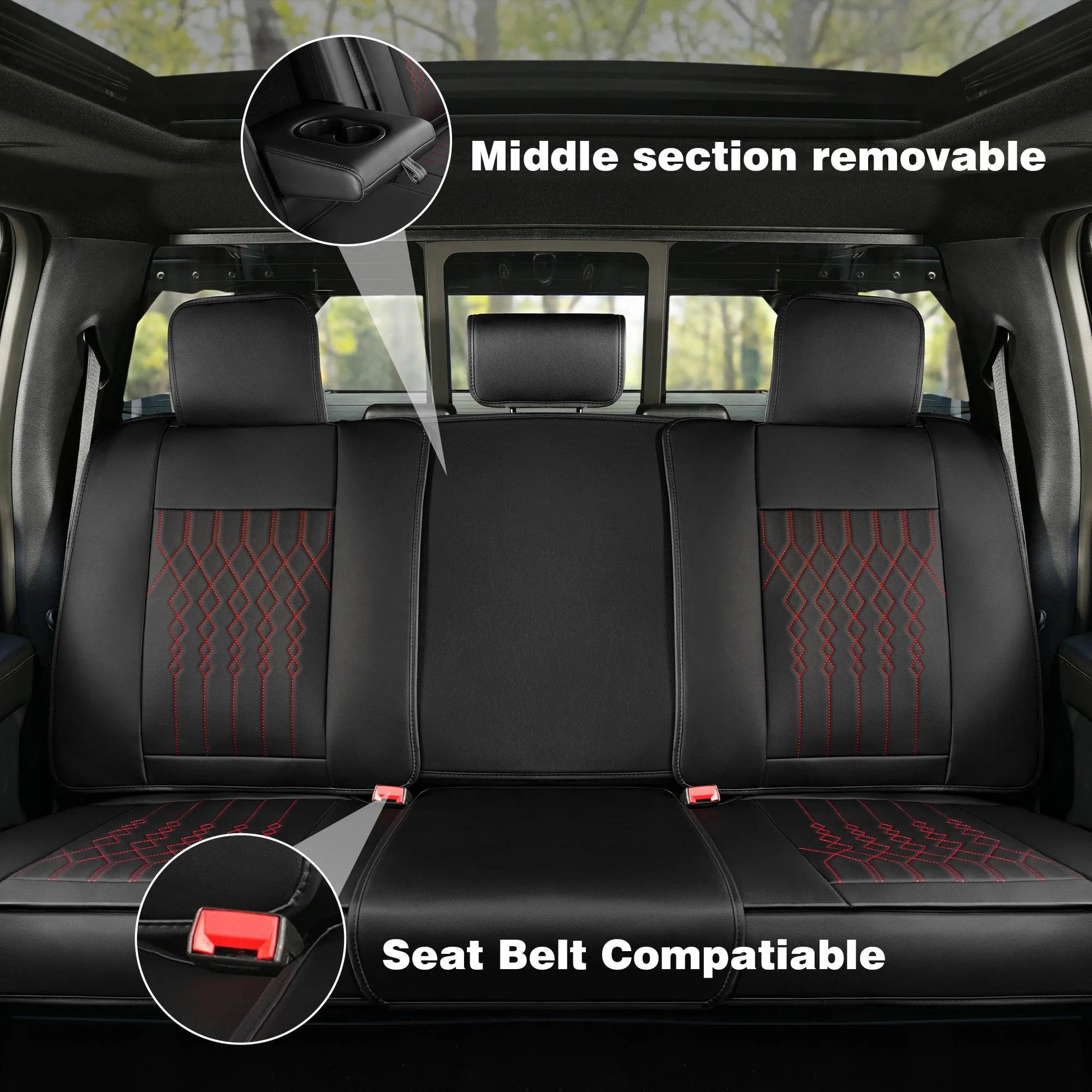 Yotruth Seat Covers Full Set for Ford F150 2009-2024, Compatible with F250/F350/F450 2017-2024, (Black&Red) Yotruth Seat Covers Full Set for Ford F150 2009-2024, Compatible with F250/F350/F450 2017-2024, (Black&Red) - Default Title - YOTRUTH