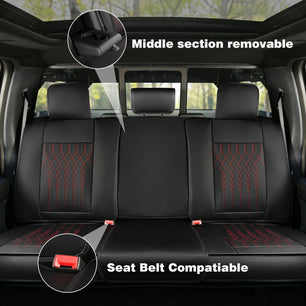 Yotruth Seat Covers Full Set for Ford F150 2009-2024, Compatible with F250/F350/F450 2017-2024, (Black&Red) Yotruth Seat Covers Full Set for Ford F150 2009-2024, Compatible with F250/F350/F450 2017-2024, (Black&Red) - Default Title - YOTRUTH