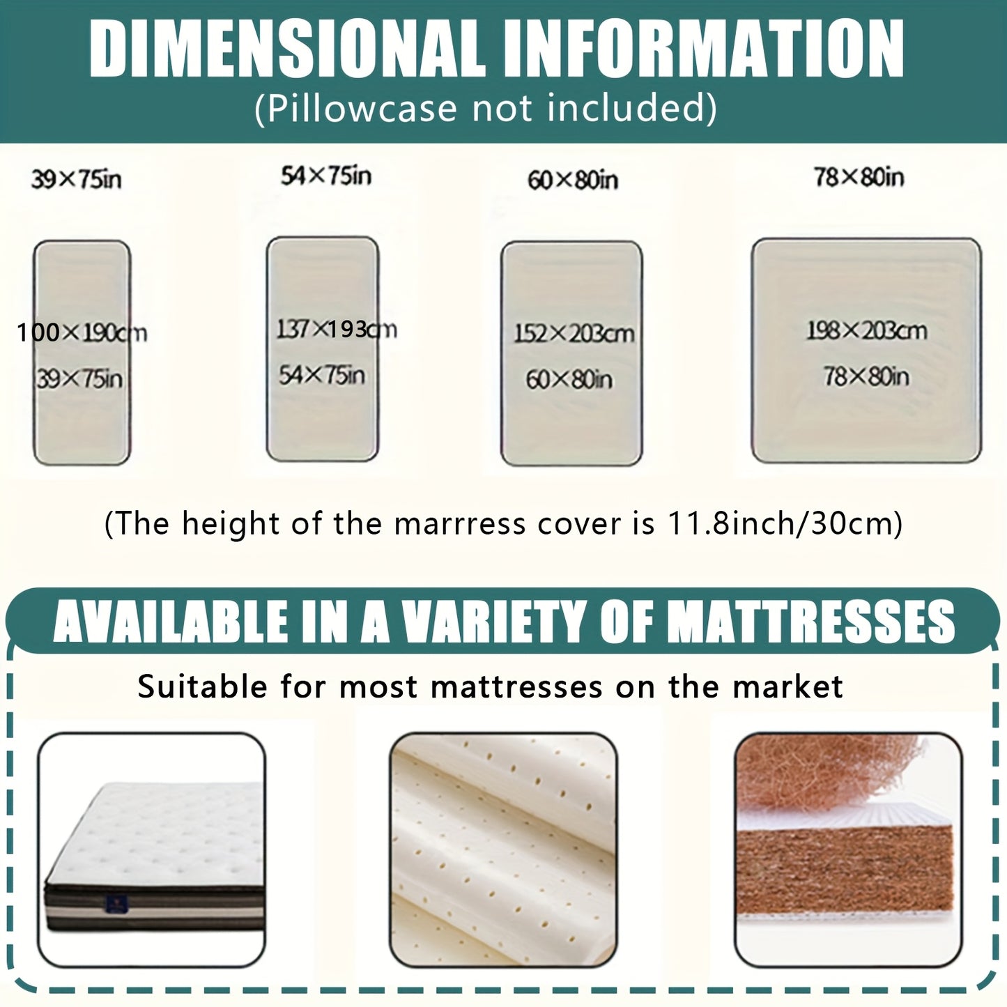 Waterproof Mattress Protector，Machine Washable Fitted Sheet，Anti-slip and Anti-stain Protection，More Sizes Optional，Christmas Home Decor