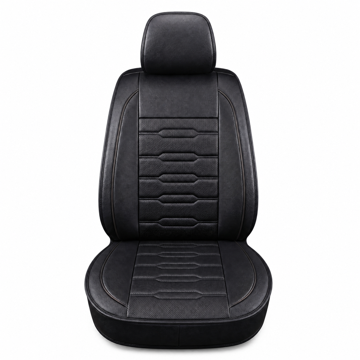 YOTRUTH Luxury Faux Leather Car Seat Covers Full Set, Universal Fit for Toyota Camry Corolla Honda Civic, Breathable Spill-Proof Cushion with Airbag Compatibility