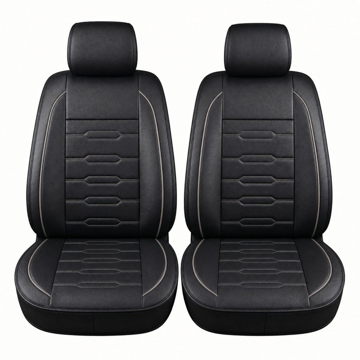 YOTRUTH Luxury Faux Leather Car Seat Covers Full Set, Universal Fit for Toyota Camry Corolla Honda Civic, Breathable Spill-Proof Cushion with Airbag Compatibility