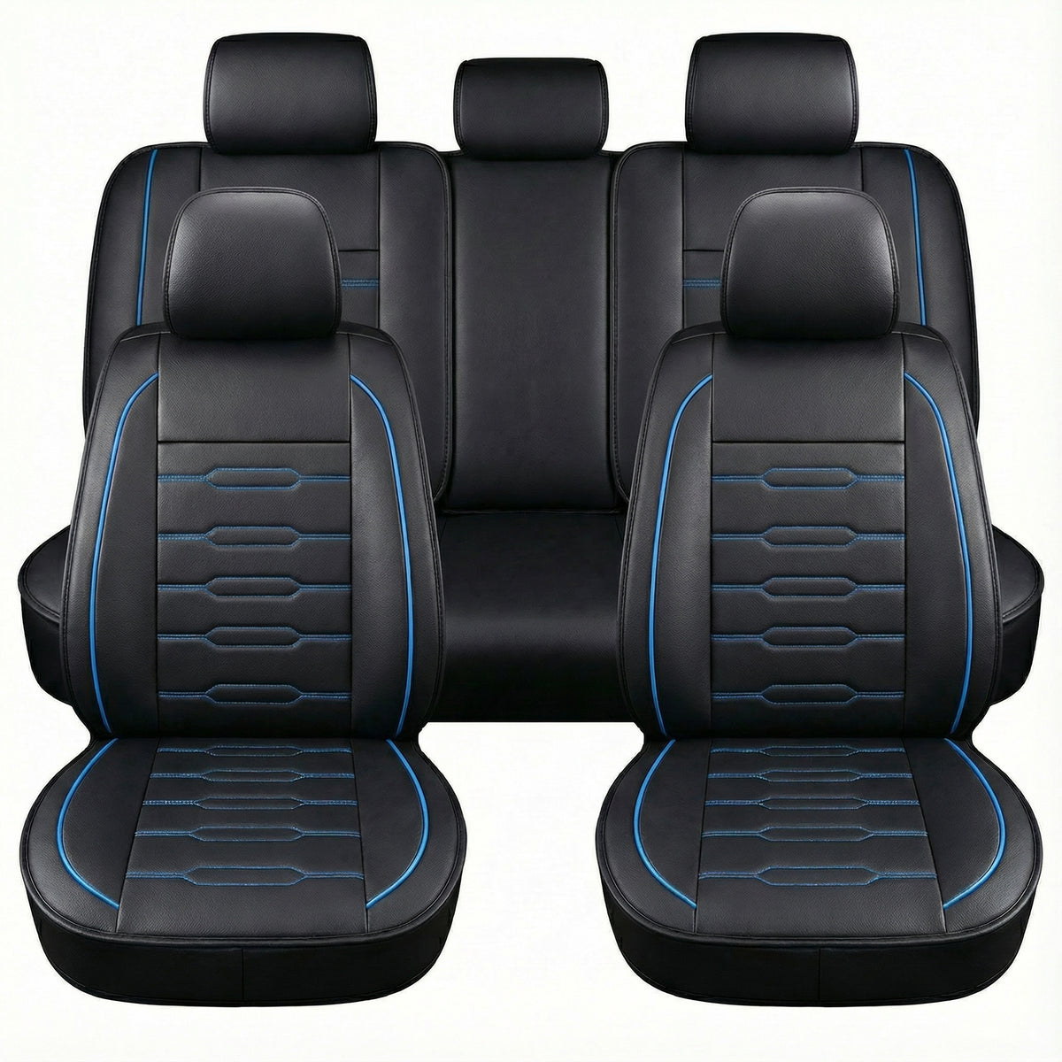 YOTRUTH Luxury Faux Leather Car Seat Covers Full Set, Universal Fit for Toyota Camry Corolla Honda Civic, Breathable Spill-Proof Cushion with Airbag Compatibility