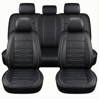 YOTRUTH Luxury Faux Leather Car Seat Covers Full Set, Universal Fit for Toyota Camry Corolla Honda Civic, Breathable Spill-Proof Cushion with Airbag Compatibility