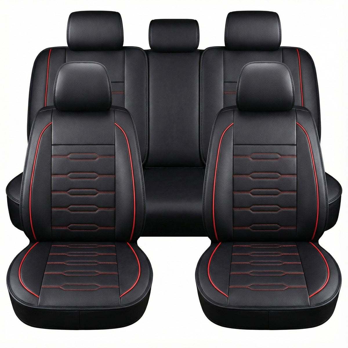 YOTRUTH Luxury Faux Leather Car Seat Covers Full Set, Universal Fit for Toyota Camry Corolla Honda Civic, Breathable Spill-Proof Cushion with Airbag Compatibility