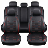 YOTRUTH Luxury Faux Leather Car Seat Covers Full Set, Universal Fit for Toyota Camry Corolla Honda Civic, Breathable Spill-Proof Cushion with Airbag Compatibility
