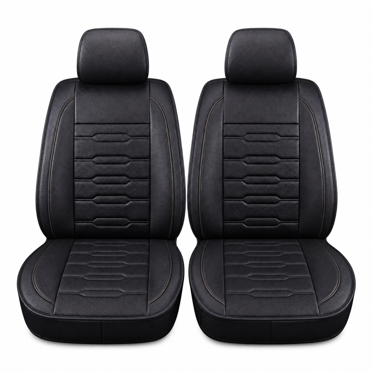 YOTRUTH Luxury Faux Leather Car Seat Covers Full Set, Universal Fit for Toyota Camry Corolla Honda Civic, Breathable Spill-Proof Cushion with Airbag Compatibility