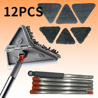 Rotating Triangle Household Mop| Suitable for Wet and Dry Use, Comes with 6 Mop Cloths| Easy to Clean Floors, Ceilings, Walls, and Glass, Cleaning Supplies and Tools Extendable to 5 Sections - No Bending, No Climbing Walls Needed