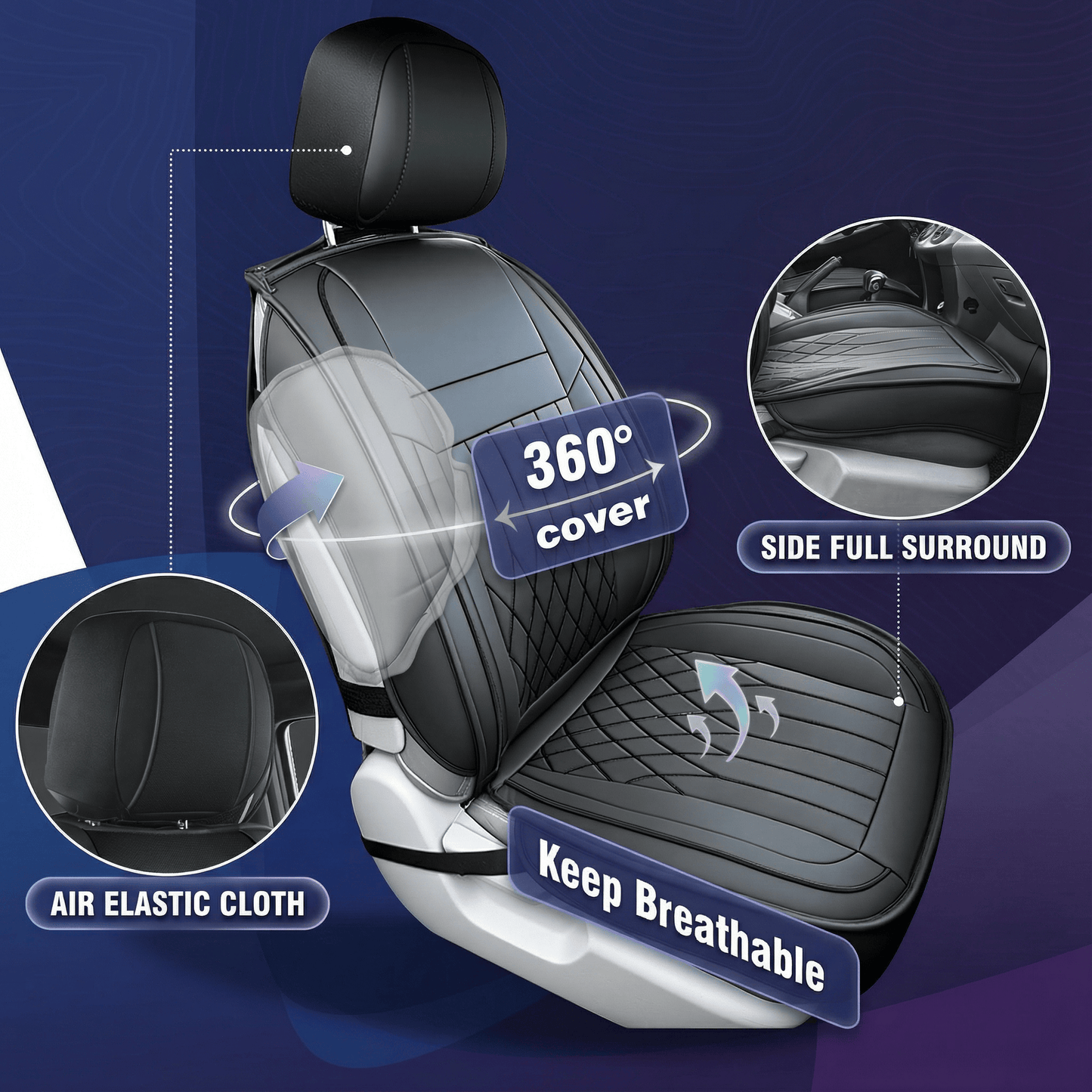 Premium Napa Fabric Waterproof Seat Covers - Year-Round Comfort for Honda, Toyota, and More. Ideal for Sedans and SUVs with Full Protection and Stylish Design for Road Adventures