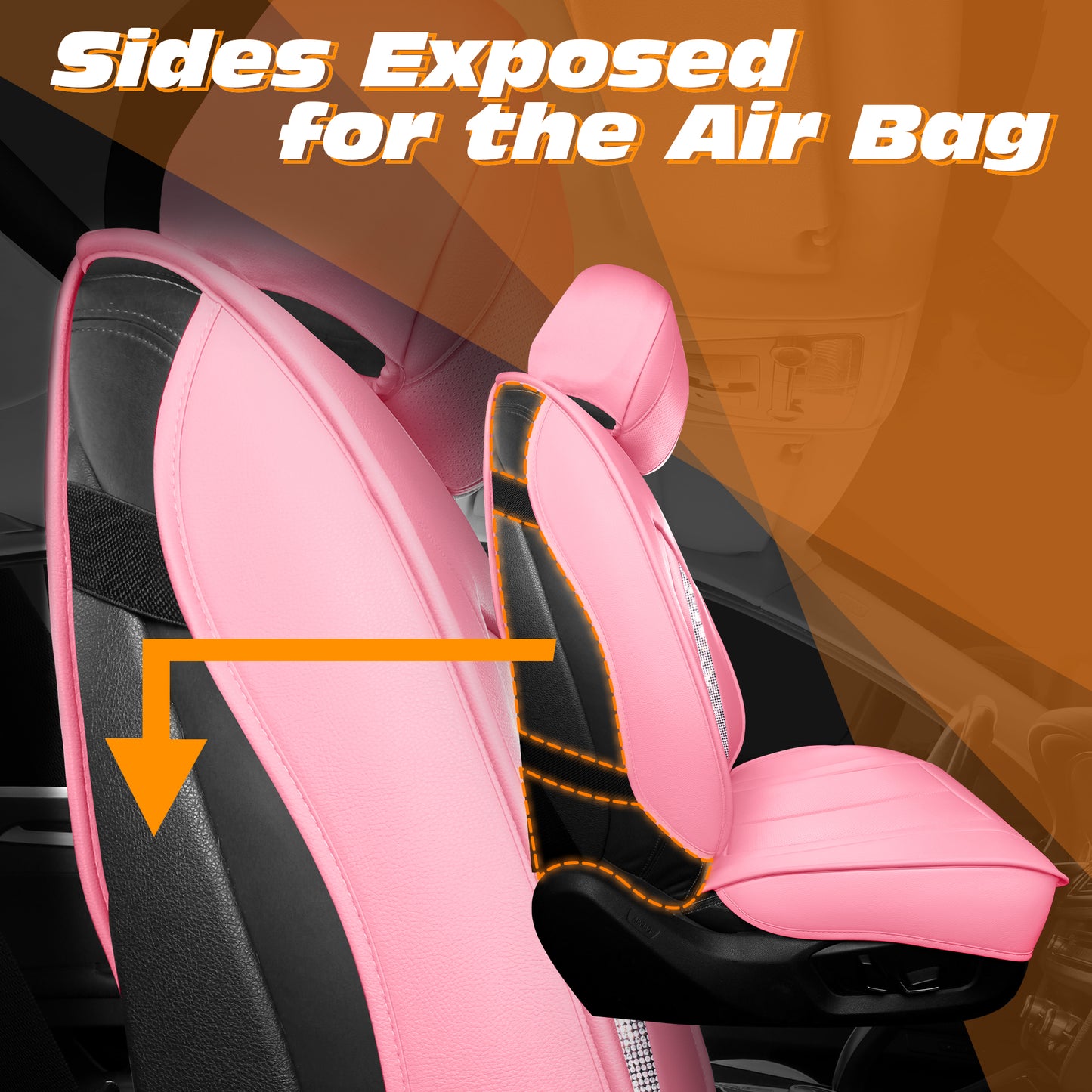 YOTRUTH Bling Car Seat Covers | Nappa Leather, 10-Yr Warranty