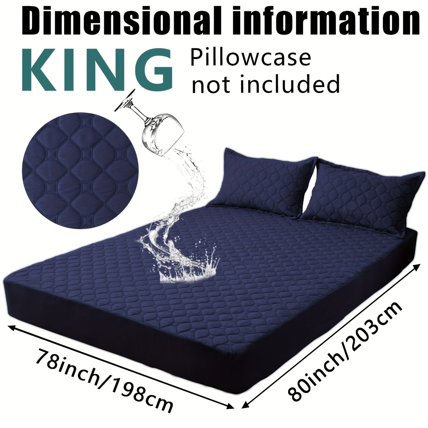 Waterproof Mattress Protector，Machine Washable Fitted Sheet，Anti-slip and Anti-stain Protection，More Sizes Optional，Christmas Home Decor