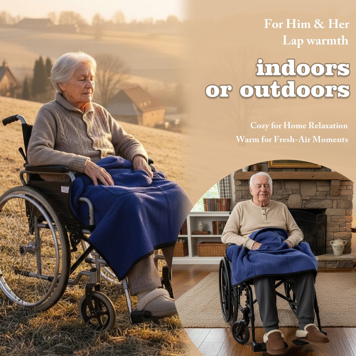 Thick Windproof Warm Blanket for Elderly Wheelchair Winter Thermal & Knee/Elbow Protection, Portable Bedspread for,  All-Season Thermal, Ergonomic Design for Elderly & Mobility.