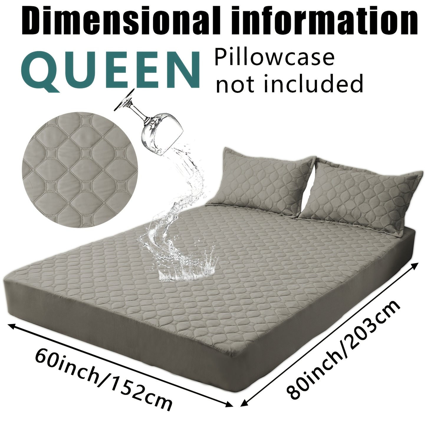 Waterproof Mattress Protector，Machine Washable Fitted Sheet，Anti-slip and Anti-stain Protection，More Sizes Optional，Christmas Home Decor