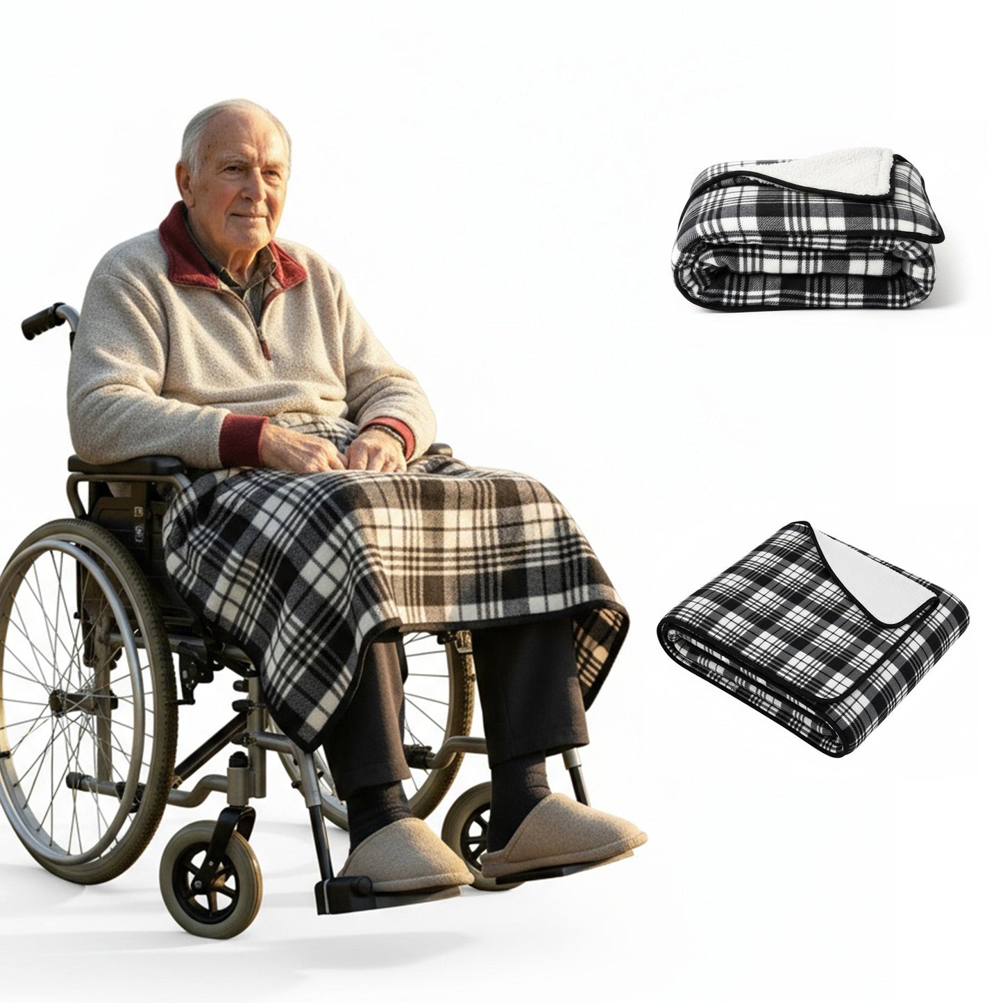 Thick Windproof Warm Blanket for Elderly Wheelchair Winter Thermal & Knee/Elbow Protection, Portable Bedspread for,  All-Season Thermal, Ergonomic Design for Elderly & Mobility.