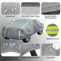 Car Cover Fit Full Size Truck Length Up to 233 Inches, Waterproof All Weather Hail Thickened Full Exterior Car Cover for Automobiles UV Protection & Windproof Vehicle Cover with Anti-Theft Rope, Truck