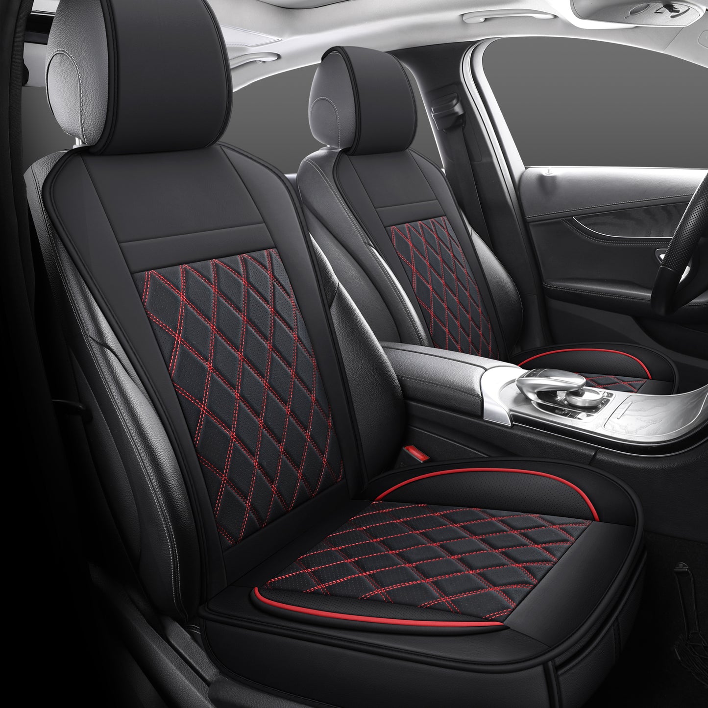 YOTRUTH Universal Front Seat Covers | Faux Leather, High-Back Bucket