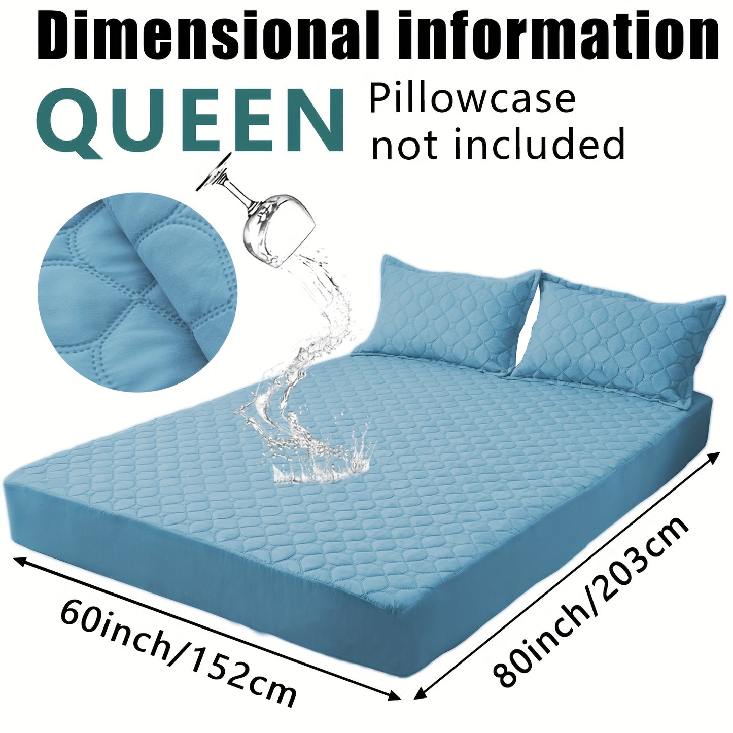 Waterproof Mattress Protector，Machine Washable Fitted Sheet，Anti-slip and Anti-stain Protection，More Sizes Optional，Christmas Home Decor