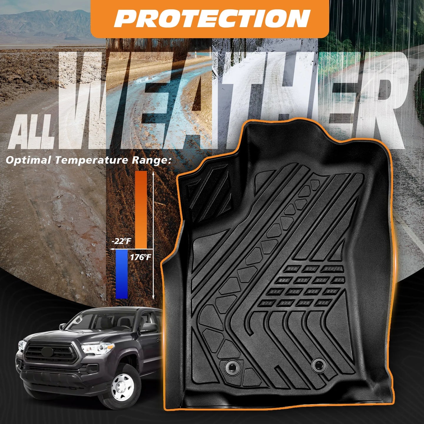 Yotruth Floor Mats for Toyota Tacoma 2018-2023 (Double Cab) SR | SR5 | Limited | TRD Off Road | TRD Sport Yotruth Floor Mats for Toyota Tacoma 2018-2023 (Double Cab) SR | SR5 | Limited | TRD Off Road | TRD Sport - Default Title - YOTRUTH