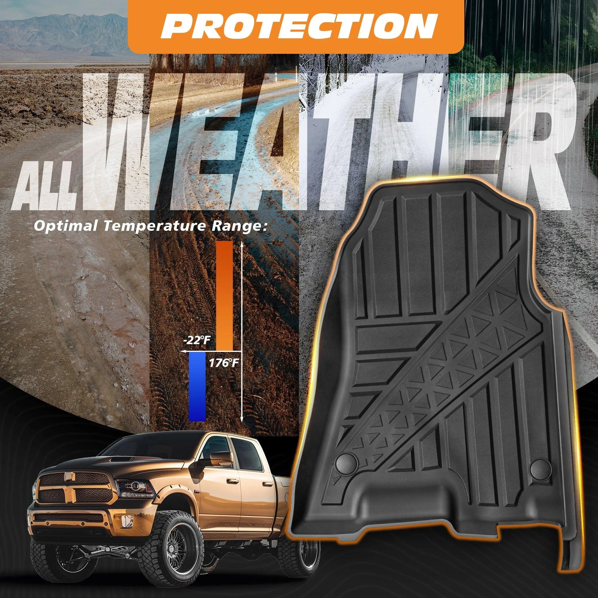 Yotruth Floor Mats for 2019-2024 Dodge Ram 1500 Crew Cab with Storage Yotruth Floor Mats for 2019-2024 Dodge Ram 1500 Crew Cab with Storage - Default Title - YOTRUTH