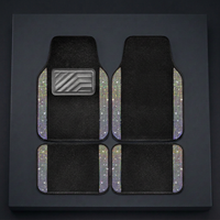 YOTRUTH Crystal Rhinestone Car Floor Mats (4 Pcs) - Luxury Bling Universal Auto Carpets for Women