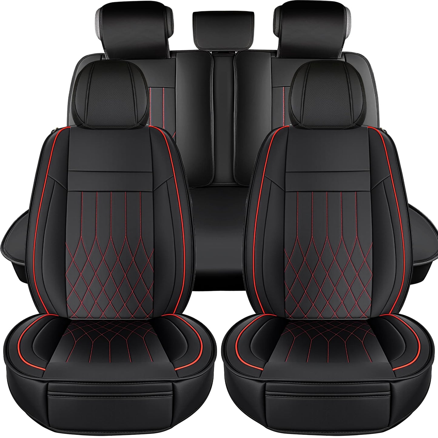 YOTRUTH Luxury Nappa-Feel Seat Cover Set - Waterproof & Airbag Compatible for 5-Seat Cars & SUVs