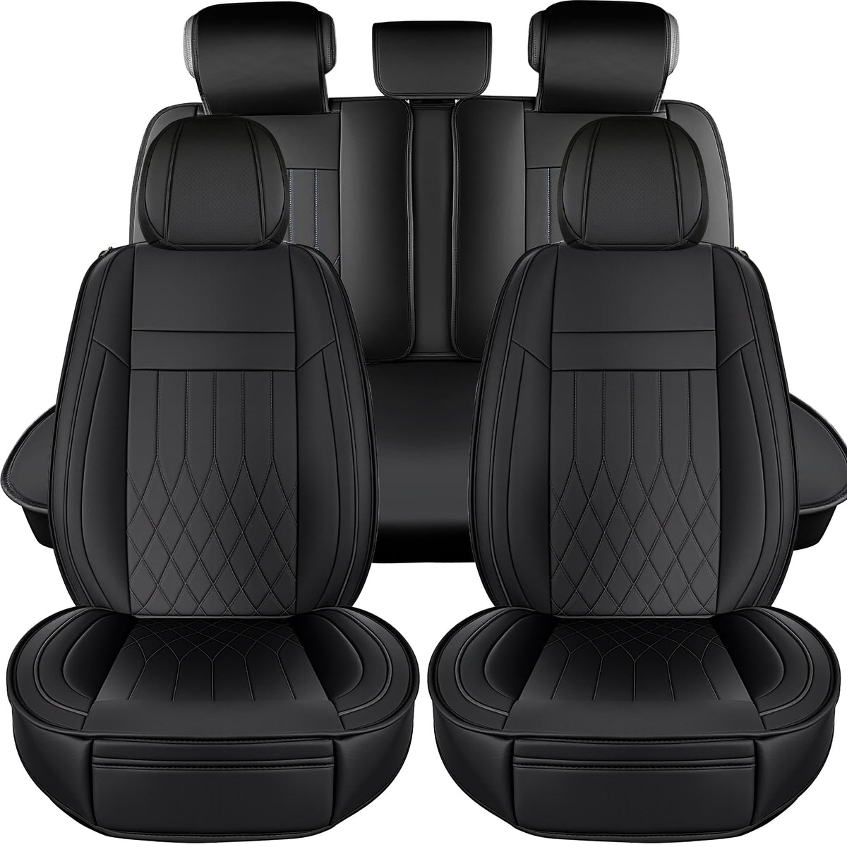 YOTRUTH Luxury Nappa-Feel Seat Cover Set - Waterproof & Airbag Compatible for 5-Seat Cars & SUVs