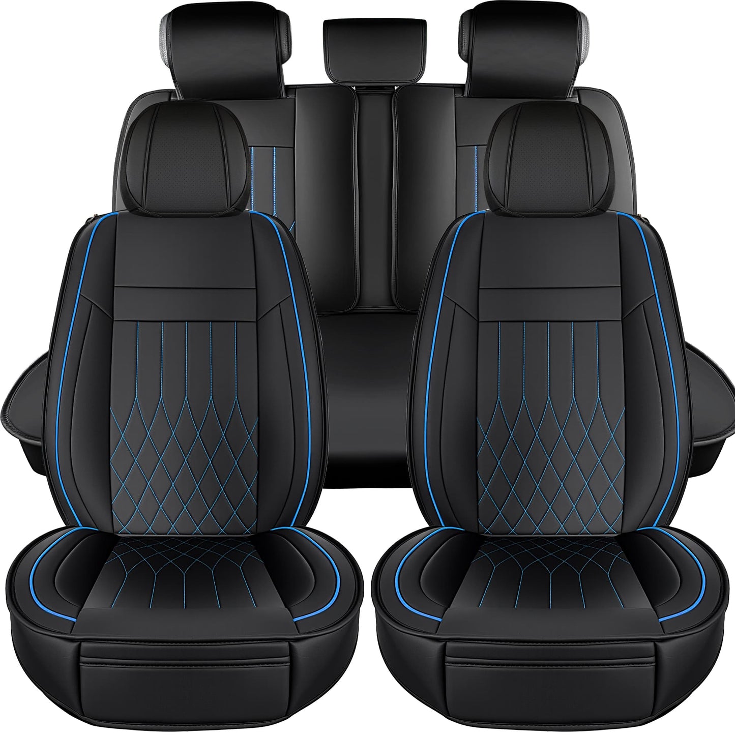 YOTRUTH Luxury Nappa-Feel Seat Cover Set - Waterproof & Airbag Compatible for 5-Seat Cars & SUVs
