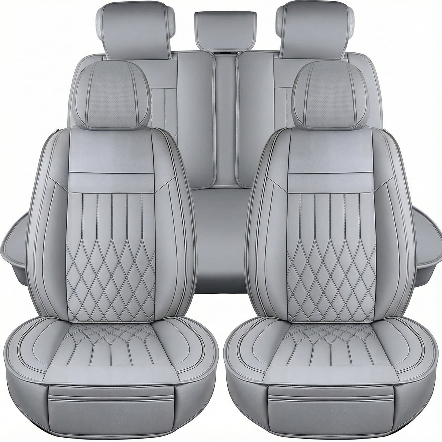 YOTRUTH Luxury Nappa-Feel Seat Cover Set - Waterproof & Airbag Compatible for 5-Seat Cars & SUVs