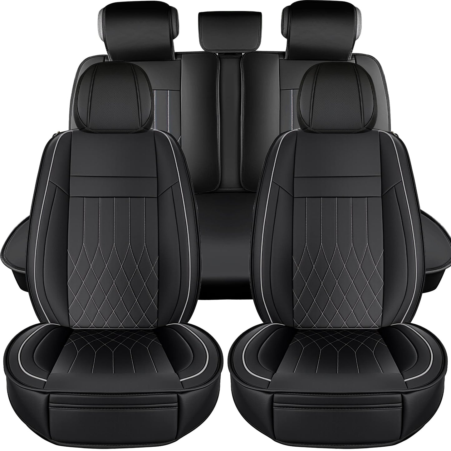 YOTRUTH Luxury Nappa-Feel Seat Cover Set - Waterproof & Airbag Compatible for 5-Seat Cars & SUVs